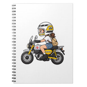 Cuaderno Chica Lindo de Motocicleta – Dibujo Animado de Min