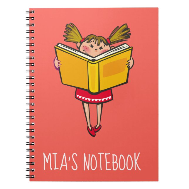 Cuaderno Chica lindo que lee a un chica del friki del libro (Frente)