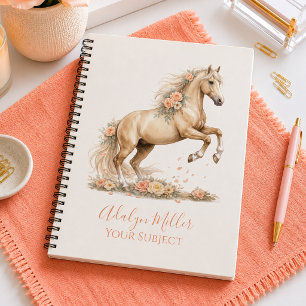 Cuaderno Chica Melocotón Caballo Caprichoso Personalizado