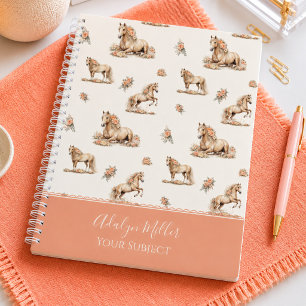 Cuaderno Chica Melocotón Rosa Caballo Patrón Personalizado