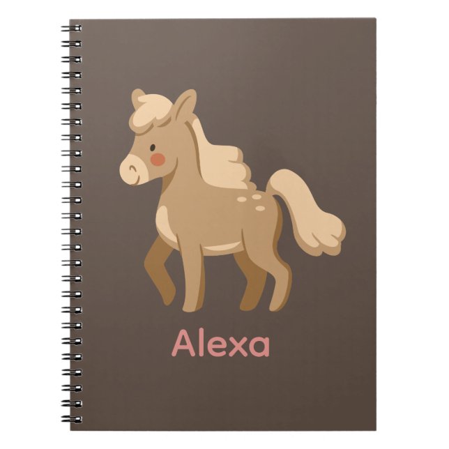 Cuaderno Chica Monogramado Personalizado del Caballo Pony (Frente)