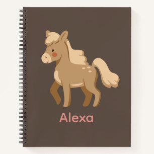 Cuaderno Chica Monogramado Personalizado del Caballo Pony