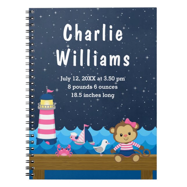 Cuaderno Chica náutico Estadísticas de natalidad de la Mari (Frente)