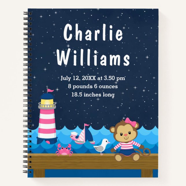 Cuaderno Chica náutico Estadísticas de natalidad de la Mari (Anverso)