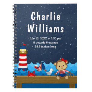 Cuaderno Chica Náutico Mono Estadísticas de Nacimiento de l