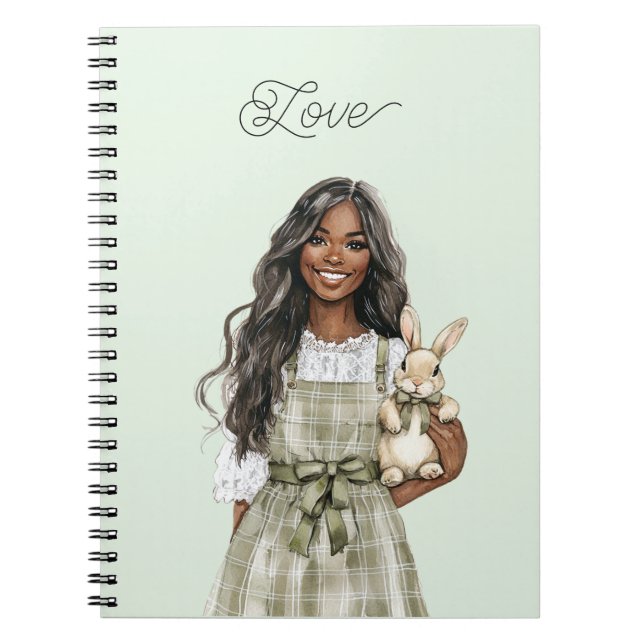 Cuaderno Chica negra con cordero marrón (Frente)