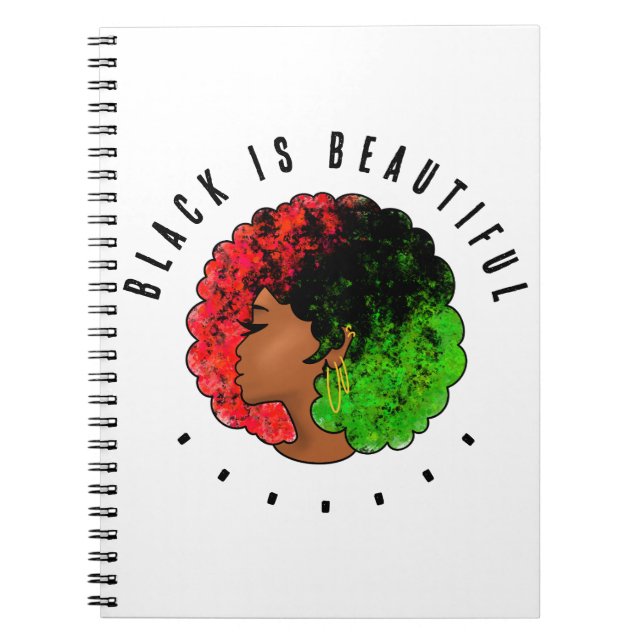 Cuaderno Chica negra panafricana mujer rojo orgullo verde a (Frente)