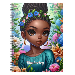 Cuaderno Chica negro afroamericano con trenzas