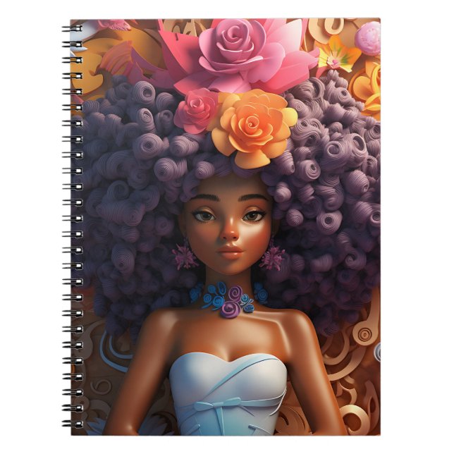 Cuaderno Chica negro magia melanina chicas de piel marrón f (Frente)