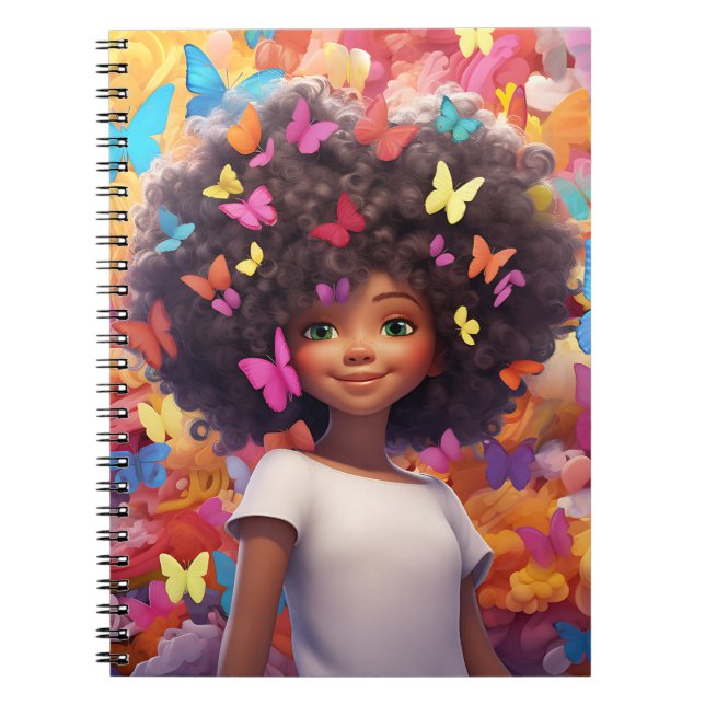 Cuaderno Chica negro magia melanina chicas de piel marrón f (Frente)