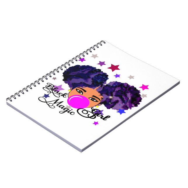 Cuaderno Chica Negro Mágica, Chica Afropuffs, pelo natural (Lado Izquierdo)