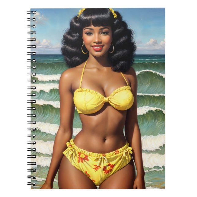 Cuaderno Chica negro Pinup Melanin Bikini Model (Frente)