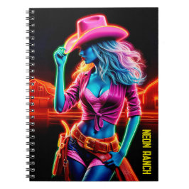 Cuaderno Chica occidental colorido con arte gorra de vaquer