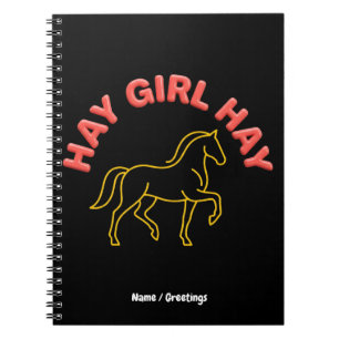 Cuaderno Chica Paja Chica Retro Gráfico De Caballo Chic Occ