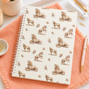 Cuaderno Chica Patrón de caballo de rosa melocotón capricho