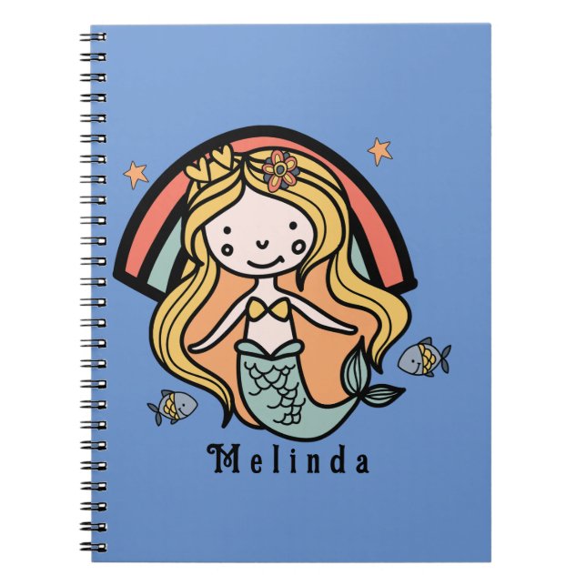 Cuaderno Chica personalizada Escandinava Cute Mermaid (Frente)
