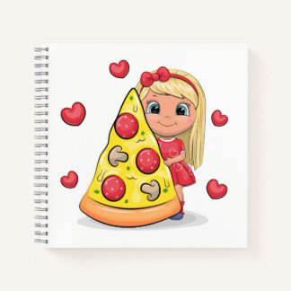 Cuaderno Chica personalizado con pizza.