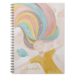 Cuaderno Chica personalizado de color de agua tierno. Fanta