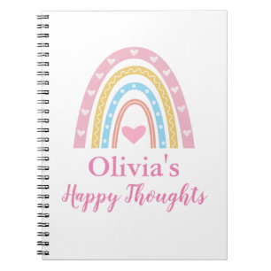Cuaderno Chica personalizado del arcoiris del Boho Pastel