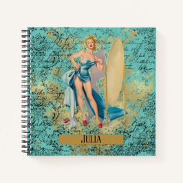 Cuaderno Chica Pinup en espejo personalizado