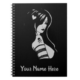 Cuaderno Chica pirata negro y gris