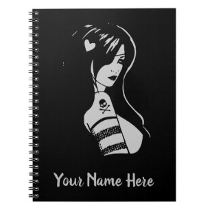 Cuaderno Chica pirata negro y gris