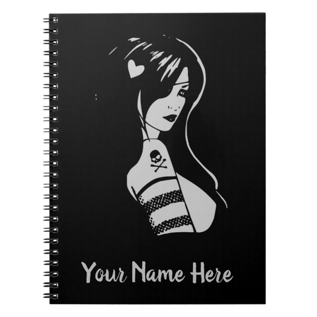 Cuaderno Chica pirata negro y gris (Frente)