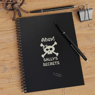 Cuaderno Chica Pirate Skull Crossbone Kids School Black