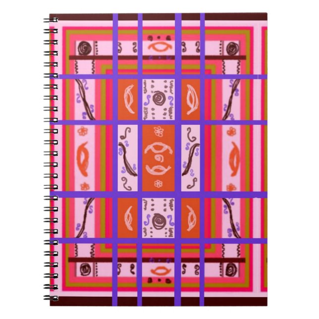 Cuaderno Chica Power curvy plaid diario abstracto (Frente)