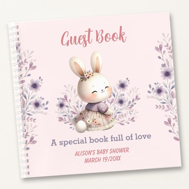 Cuaderno Chica Primavera Pink Purple Baby Shower Guest Book (Spring Girl Pink Purple Baby Shower Guest Book)