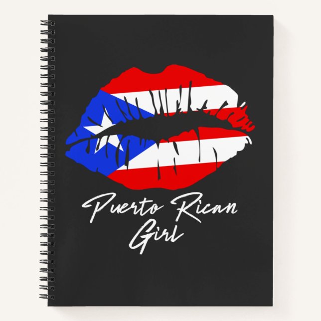 Cuaderno Chica puertorriqueña levanta bandera Boricua amor  (Anverso)