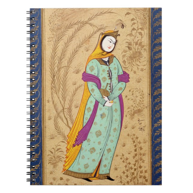 Cuaderno Chica que sostiene un buque del vino y una pera, (Frente)