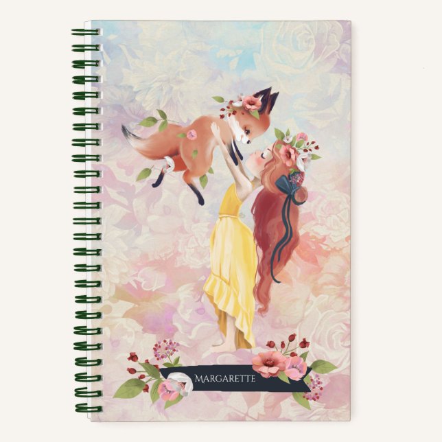 Cuaderno Chica Redhead y el Ilustracion de Baby Fox Lovely (Anverso)