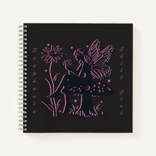 Cuaderno Chica relajada con hongo y flor de hada linda