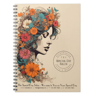 Cuaderno Chica retro con flores en el pelo - Negocios
