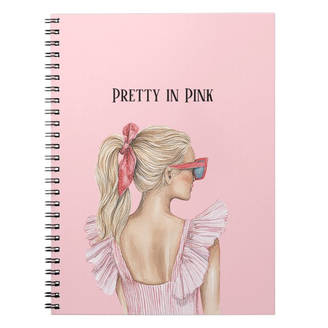 Cuaderno Chica Rubia Bonita en Rosa (Frente)