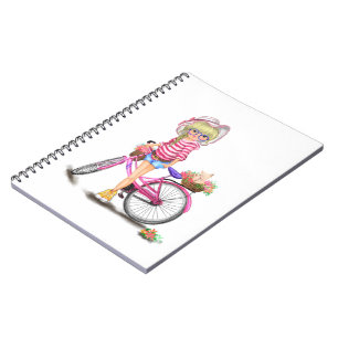 Cuaderno Chica rubio con regalo para portátiles en biciclet