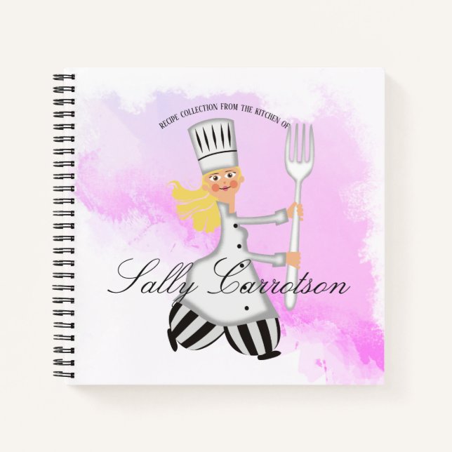 Cuaderno Chica rubio y dulce chef receta personalizada de l (Anverso)