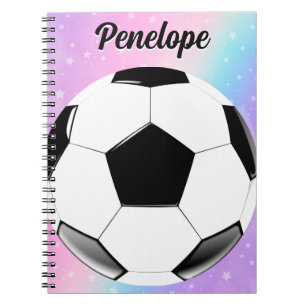 Cuaderno Chica Soccer Ball Pastel Stars Nombre personalizad