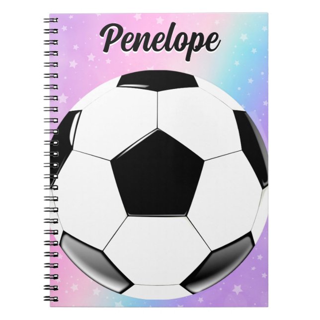 Cuaderno Chica Soccer Ball Pastel Stars Nombre personalizad (Frente)