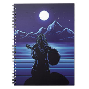 Cuaderno Chica tocando la guitarra de la noche, chica, ciel
