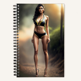 Cuaderno Chica usando un portátil bikini negro