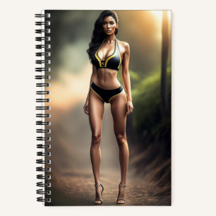 Cuaderno Chica usando un portátil bikini negro