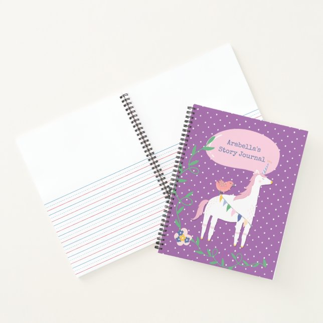 Cuaderno Chica violeta de bonito unicornio escribe y dibuja (Interior)