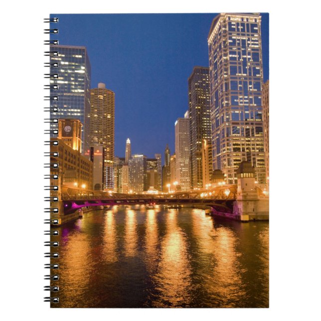 Cuaderno Chicago, Illinois, Skyline y Chicago River at (Frente)