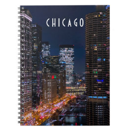Cuaderno Chicago River at Night Spiral Photo Notebook