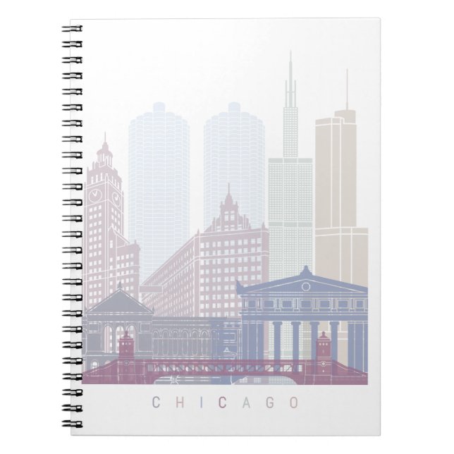 CUADERNO CHICAGO SKYLINE POSTER PASTEL (Frente)