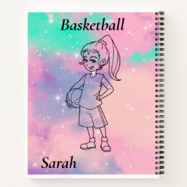 Cuaderno Chicas Baloncesto con Chica de fondo acuarela