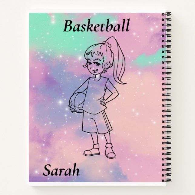 Cuaderno Chicas Baloncesto con Chica de fondo acuarela (Reverso)