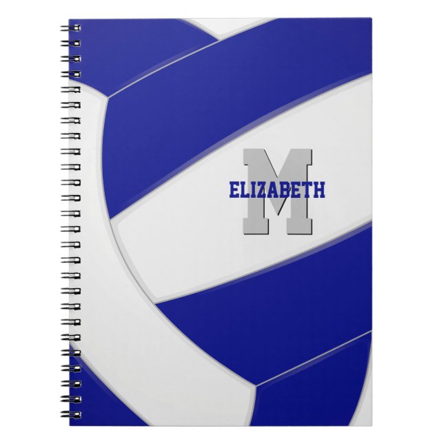 Cuaderno chicas blancos personalizados azules voleibol masc (Frente)